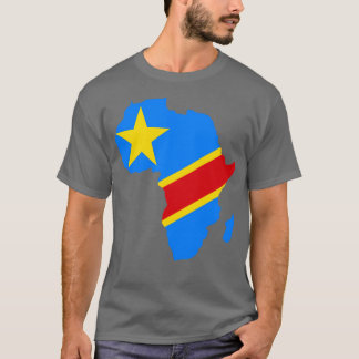 コンゴ民主共和国国旗のアフリカの地図 Tシャツ