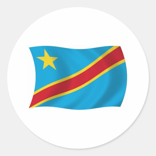 コンゴ民主共和国国旗のステッカー ラウンドシール (正面)