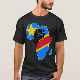 コンゴ民主共和国国旗のプライドアフリカの地図 Tシャツ