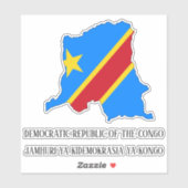 コンゴ民主共和国国旗の地図 シール (シート)