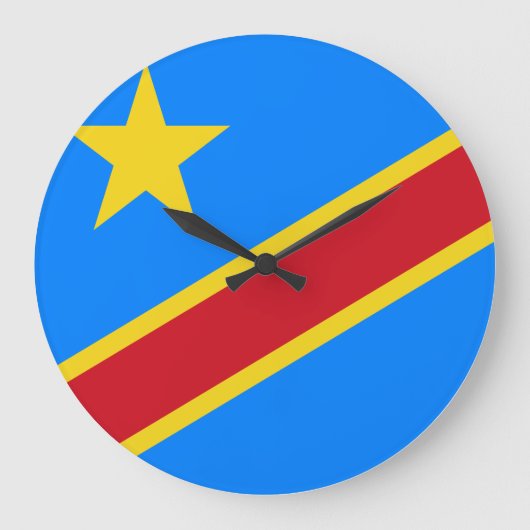 コンゴ民主共和国国旗 ラージ壁時計 (正面)