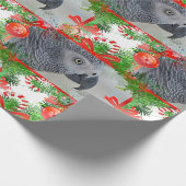 コンゴ・アフリカの灰色のオウム・クリスマス ラッピングペーパー (角)