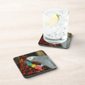 コンゴ・アフリカ灰色のオウム・メリー・クリスマスツリー コースター (右側)