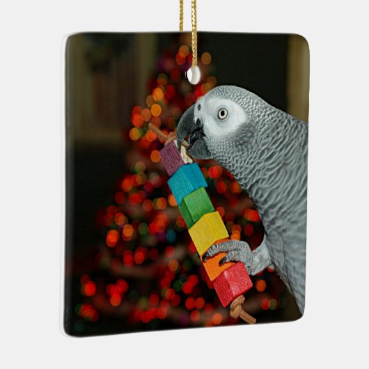 コンゴ・アフリカ灰色のオウム・メリー・クリスマスツリー セラミックオーナメント (右)
