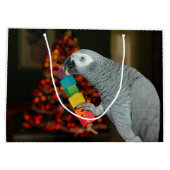 コンゴ・アフリカ灰色のオウム・メリー・クリスマスツリー ラージペーパーバッグ (裏面)