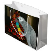 コンゴ・アフリカ灰色のオウム・メリー・クリスマスツリー ラージペーパーバッグ (裏面アングル)