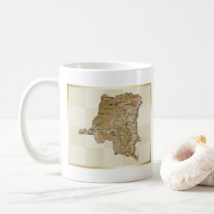 コンゴ・キンシャサ国旗+地図マグカップ コーヒーマグカップ