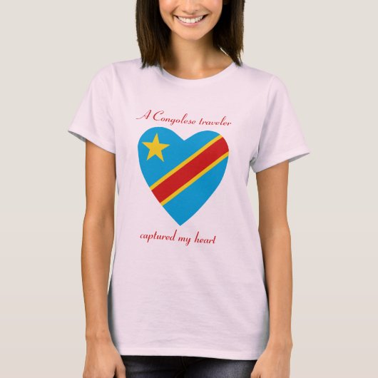 コンゴ(キンシャサ)国旗 スウィートハート Tシャツ (正面)