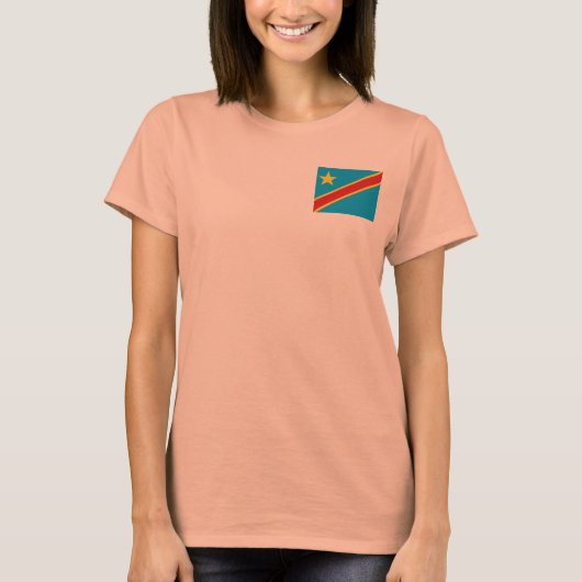 コンゴ(キンシャサ)旗+地図Tシャツ Tシャツ (正面)