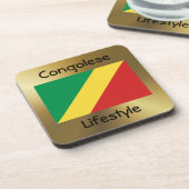 コンゴ・ブラザビル国旗+文字コースター コースター (左側)