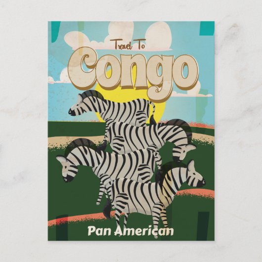 コンゴ・ヴィンテージ旅行ポスター。 ポストカード (正面)
