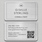 コンサルタントのブラシ付きシルバーモノグラムQRコード 名刺