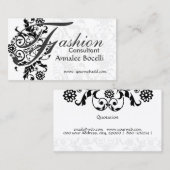 コンサルタントの花の黒いレースはモノグラムを飾りました 名刺 (正面/裏面)