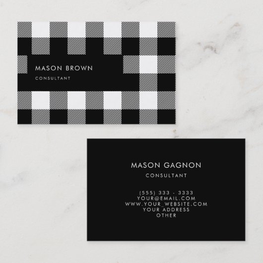 コンサルタントのProfiのモダンで幾何学的なバッファローの格子縞 名刺 (正面/裏面)