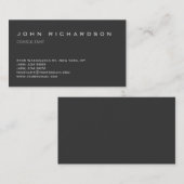 コンサルタントエレガントプロフェッショナルグレー・ビジネス・カード 名刺 (正面/裏面)