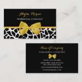 コンサルタントトレンディーキリンプリントゴールデンイエローボウ 名刺 (正面/裏面)