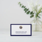 コンサルタントビモダンジネスカード |ネイビーブルーフレーム 名刺 (スタンド正面)