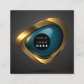 コンサルティング金ゴールドティール(緑がかった色)グレー抽象芸術ロゴモダン スクエア名刺 (正面)