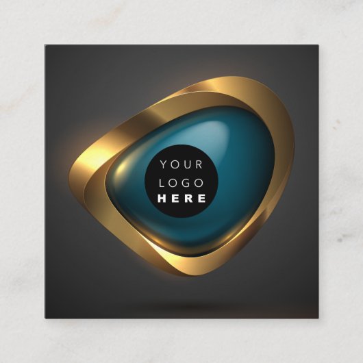 コンサルティング金ゴールドティール（緑がかった色）グレー抽象芸術ロゴモダン スクエア名刺 (正面)