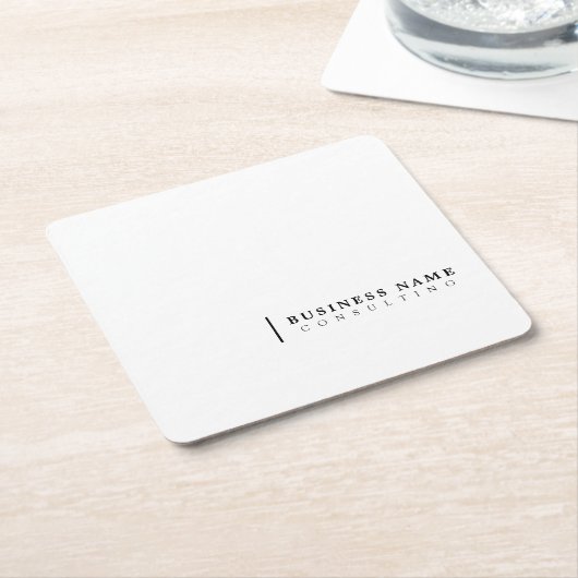 コンサルミニマルティング企業のモダンタイポグラフィ スクエアペーパーコースター (アングル)