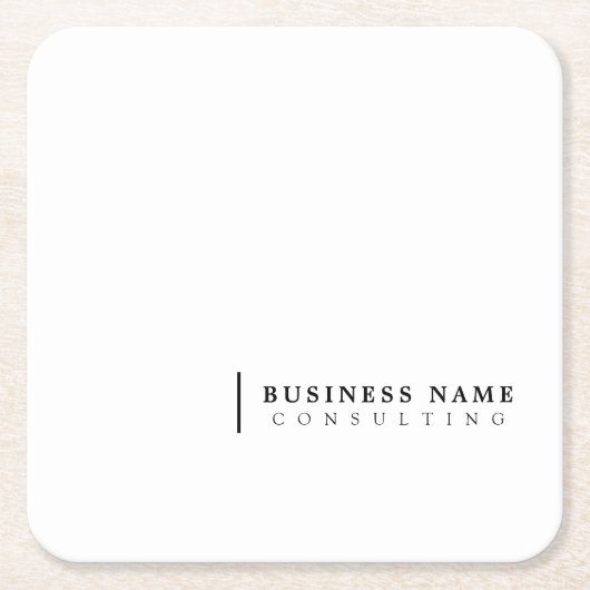 コンサルミニマルティング企業のモダンタイポグラフィ スクエアペーパーコースター (正面)