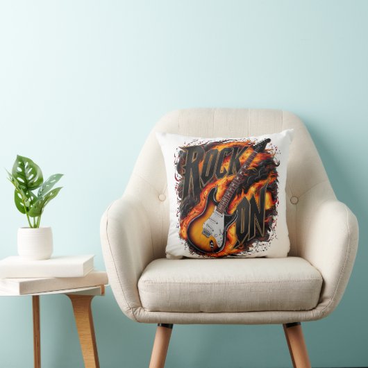 コンサートで激しい炎の中で揺れるギター クッション (椅子)