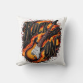 コンサートで激しい炎の中で揺れるギター クッション (正面)