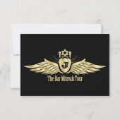 コンサートのチケットのバーの（ユダヤ教の）バル・ミツバーRSVPの応答カード黒 出欠カード (裏面)