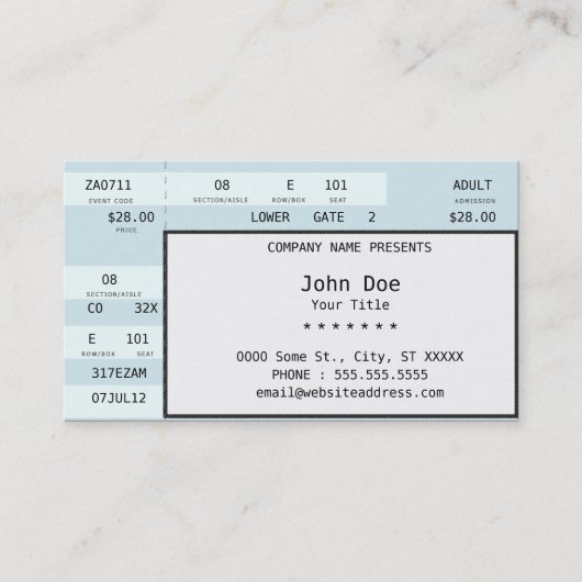コンサートのチケット 名刺 (正面)
