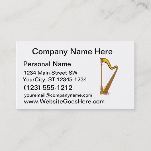 コンサートのペダルのハープのグラフィック・デザイン 名刺 (正面)