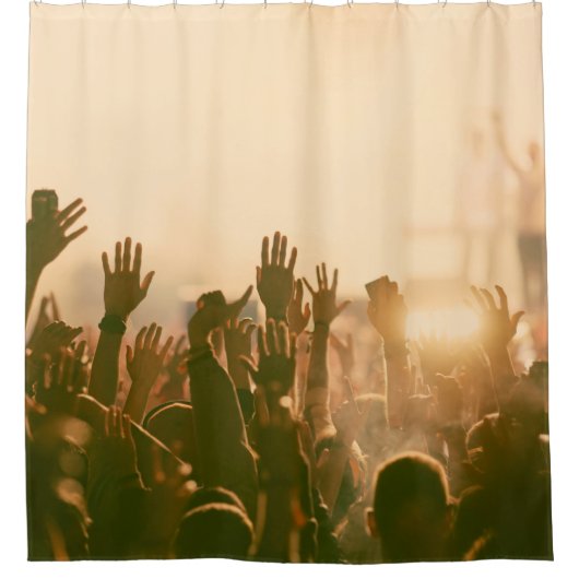 コンサートの観衆 – レトロスタイルフォトコンサート、crowd、 シャワーカーテン (正面)