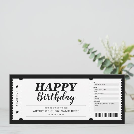 コンサートイベントショーギフトチケット任意の大事な行事 招待状 (スタンド正面)