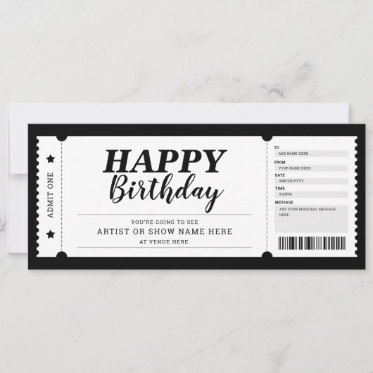 コンサートイベントショーギフトチケット任意の大事な行事 招待状 (正面)