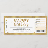 コンサートイベントショー金ゴールドギフトチケット任意の大事な行事 招待状 (正面)