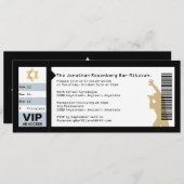 コンサートチケットバー（ユダヤ教の）バル・ミツバー招待状インブラック 招待状 (正面/裏面)