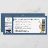 コンサートチケットバー（ユダヤ教の）バル・ミツバー招待状ネービーブルー 招待状 (正面/裏面)