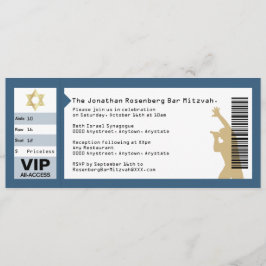 コンサートチケットバー（ユダヤ教の）バル・ミツバー招待状ネービーブルー 招待状