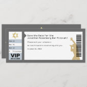 コンサートチケットバー(ユダヤ教の)バル・ミツバー,日付をグレーで保存 セーブザデート (正面/裏面)