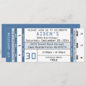 コンサートチケット招待状 青 招待状 (正面/裏面)