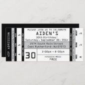 コンサートチケット招待 黒 招待状 (正面/裏面)
