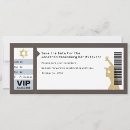 コンサートチケット バー ミッツヴァ Save the Date（茶色） 招待状