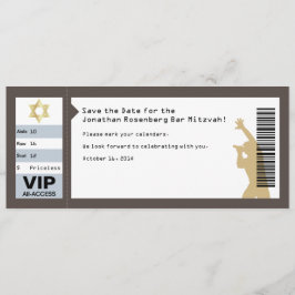 コンサートチケット バー ミッツヴァ Save the Date(茶色) 招待状