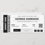 コンサートチケット QRコード ミニマリスト ブラック＆ホワイト 招待状 (正面)