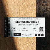 コンサートチケットQRコードミニマリストブラック&ホワイト 招待状