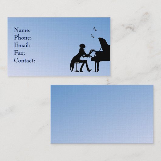 コンサートピアノプレーヤーブルー 名刺 (正面/裏面)