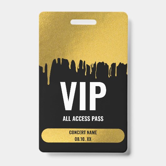 コンサートフェスティバルVIPすべてのアクセス名前をカスタムする バッジ (正面)