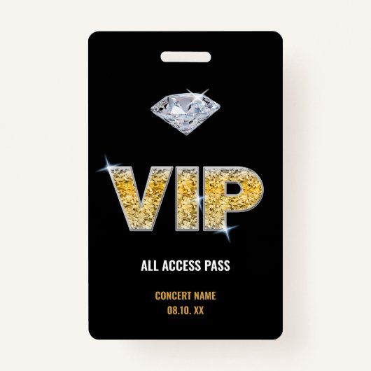 コンサートフェスティバルVIPすべてのアクセス名前をカスタムする バッジ (正面)