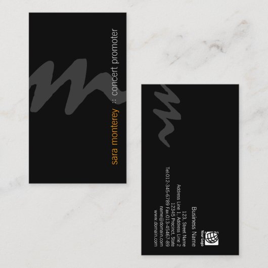 コンサートプロモーターエンターテイメントBoldScriptモノグラム 名刺 (正面/裏面)