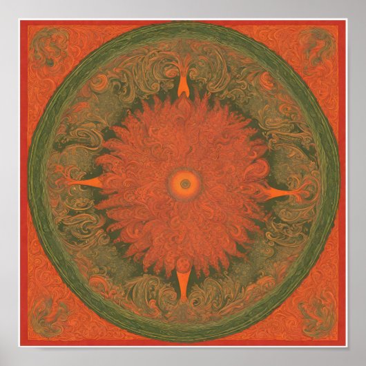 コンサートポスターサイケデリック,ロック,ペイズリー,赤 ポスター (正面)
