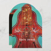 コンサートミュージック結婚ズ・レッドブルーターコイズライロン 招待状 (正面/裏面)